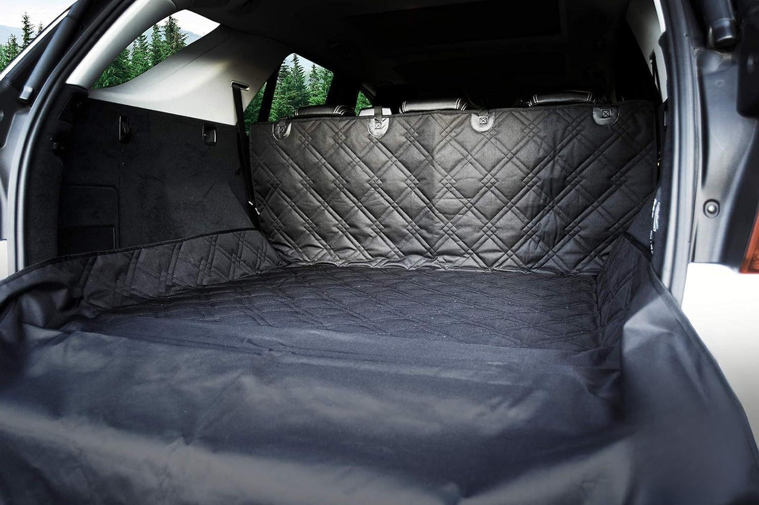 SUV Cargo Liner for Dogs 55"X82" Heavy Duty Pet Trunk Cargo Cover Area - Trunk Cover Car Protector for Dogs Waterproof Nonslip Mat - Dog Cargo Liner Suvs Vans Cars (Large, Black)