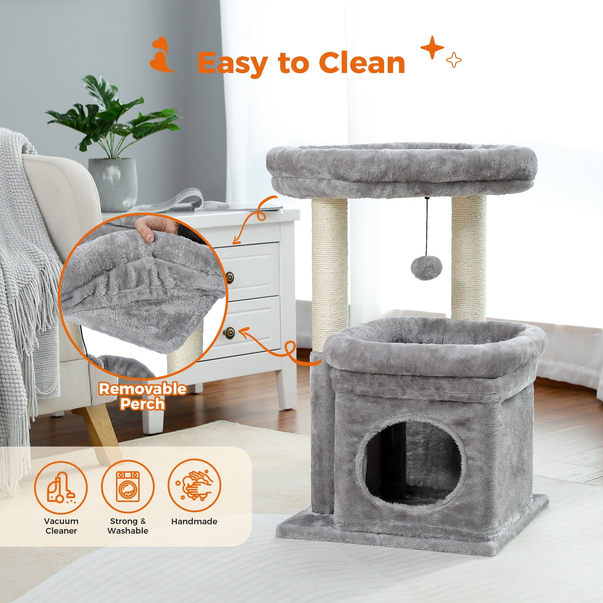 Cat-astrophic Condo: The 27-inch Feline High-Rise for Acrobatic Kittens and Average-Sized Furballs, Now in Purr-fectly Gray!