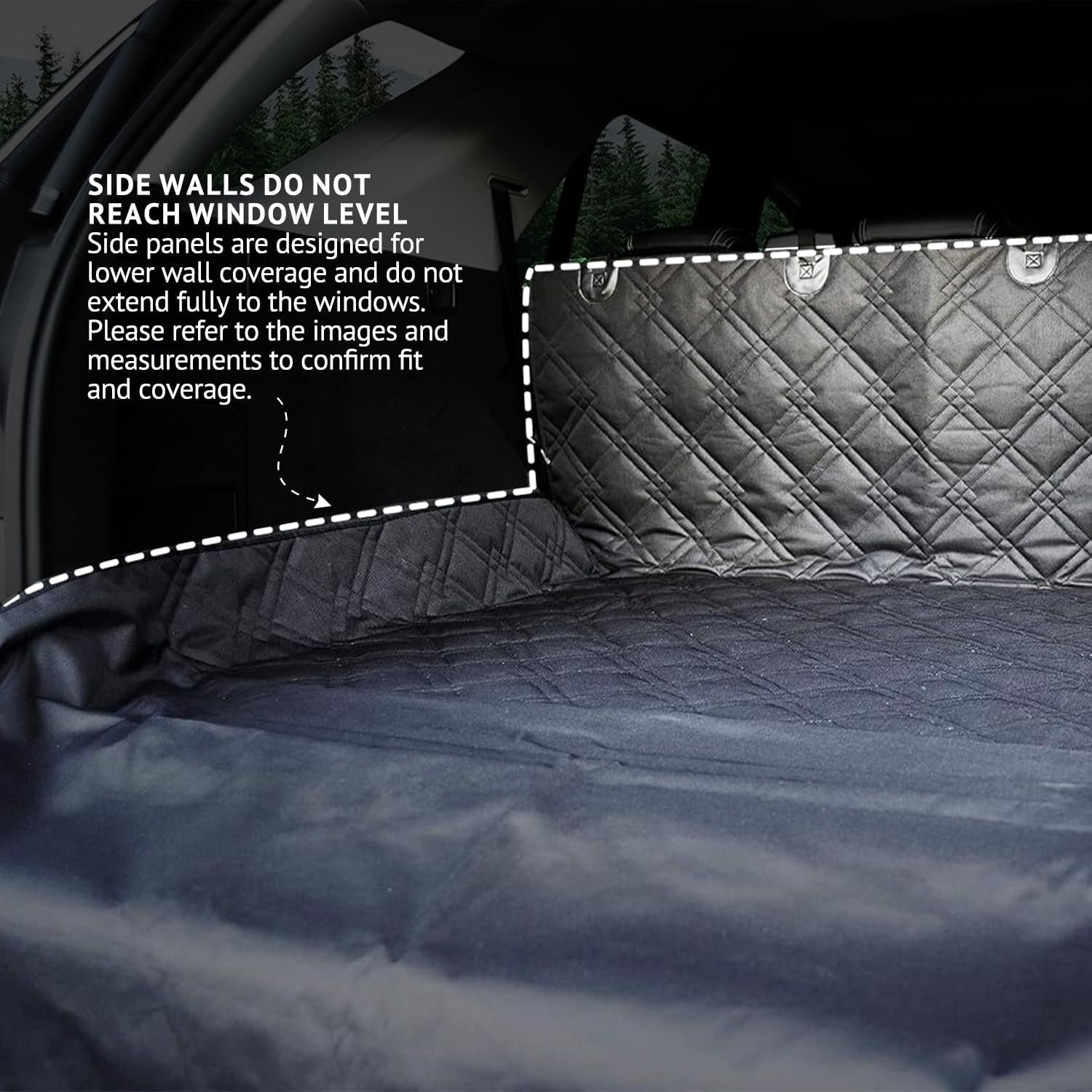 SUV Cargo Liner for Dogs 55"X82" Heavy Duty Pet Trunk Cargo Cover Area - Trunk Cover Car Protector for Dogs Waterproof Nonslip Mat - Dog Cargo Liner Suvs Vans Cars (Large, Black)