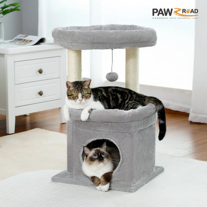 Cat-astrophic Condo: The 27-inch Feline High-Rise for Acrobatic Kittens and Average-Sized Furballs, Now in Purr-fectly Gray!