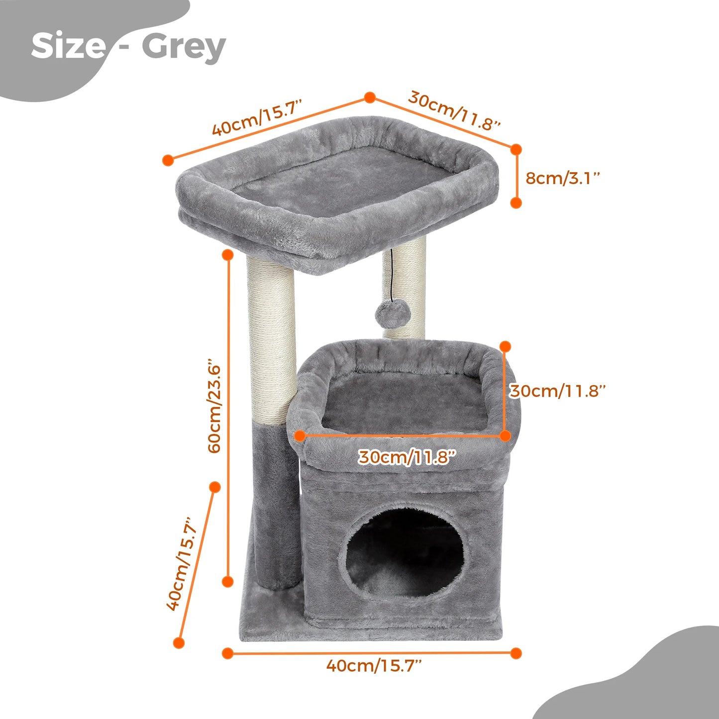 Cat-astrophic Condo: The 27-inch Feline High-Rise for Acrobatic Kittens and Average-Sized Furballs, Now in Purr-fectly Gray!