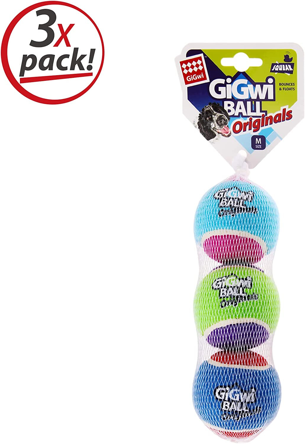 Tennis Balls for Dogs, Squeaky Dog Tennis Balls for Exercise, High Bouncy Pet Ball Bright Colors 2.5 Inches, Interactive Funny Dog Toys for All Breeds of Dogs Indoor & Outdoor Dog Games, 3 Pack