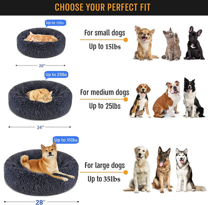 The "Doughnut of Dreams" for Medium-Sized Pup-nappers: Calming Canine Cuddle Zone and Anti-Anxiety Napping Nest (28 Inches of Cozy in Dark Grey)!
