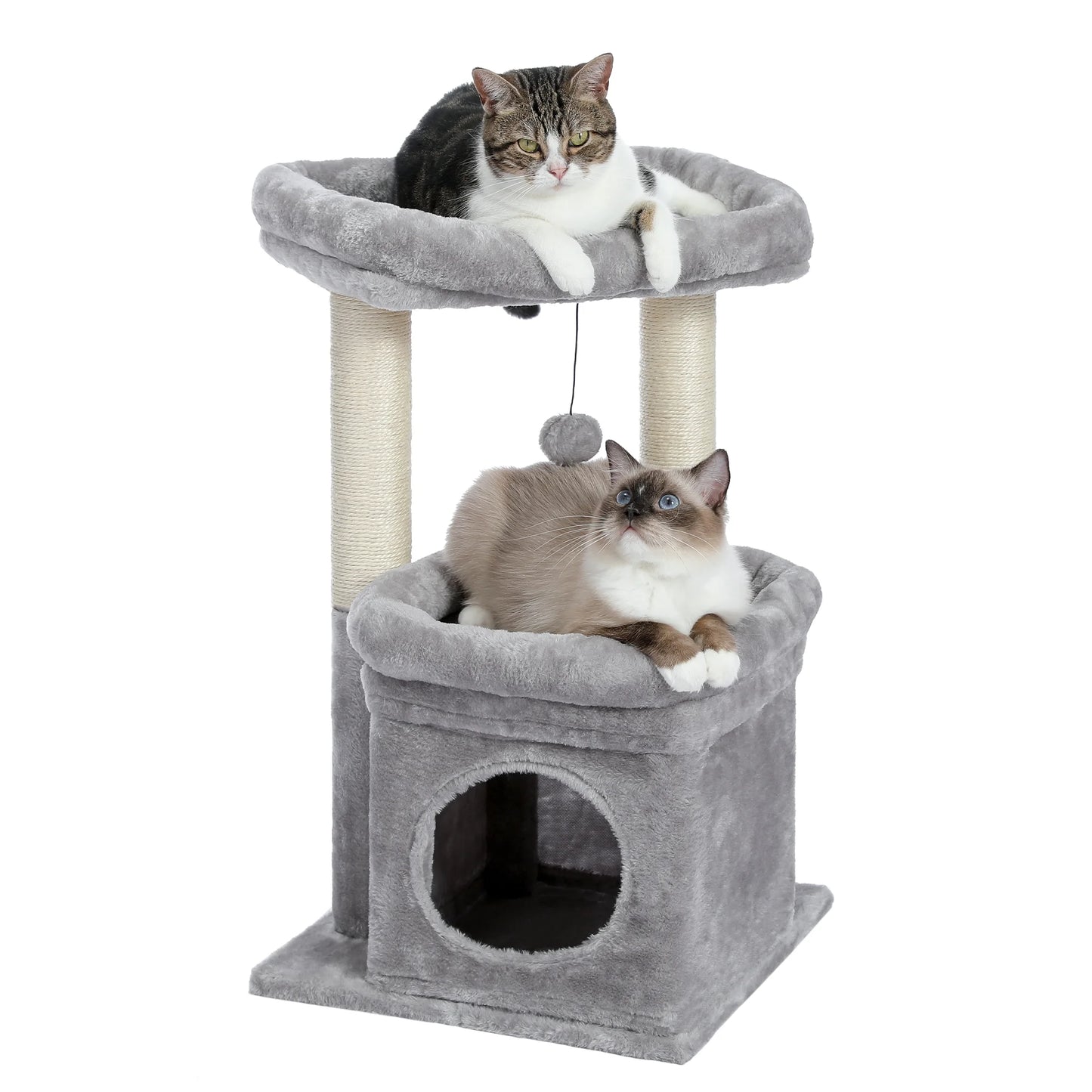 Cat-astrophic Condo: The 27-inch Feline High-Rise for Acrobatic Kittens and Average-Sized Furballs, Now in Purr-fectly Gray!