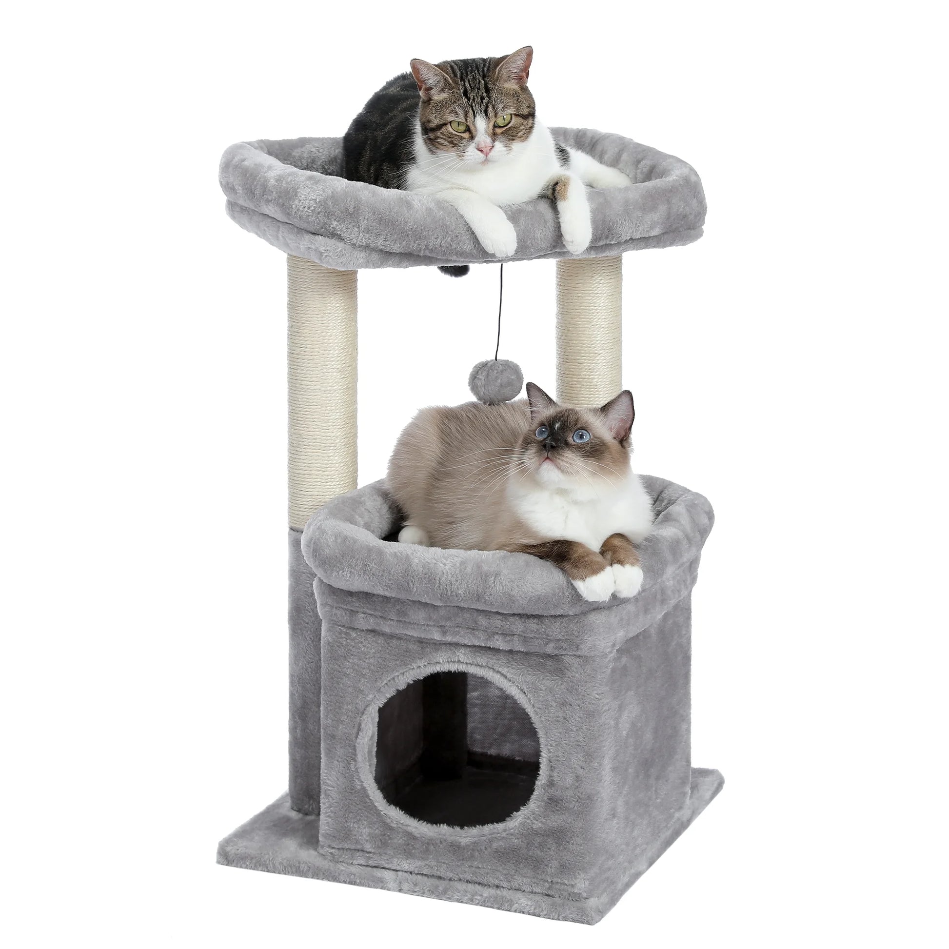 Cat-astrophic Condo: The 27-inch Feline High-Rise for Acrobatic Kittens and Average-Sized Furballs, Now in Purr-fectly Gray!