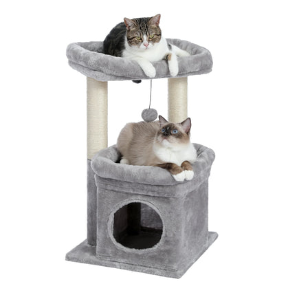 Cat-astrophic Condo: The 27-inch Feline High-Rise for Acrobatic Kittens and Average-Sized Furballs, Now in Purr-fectly Gray!