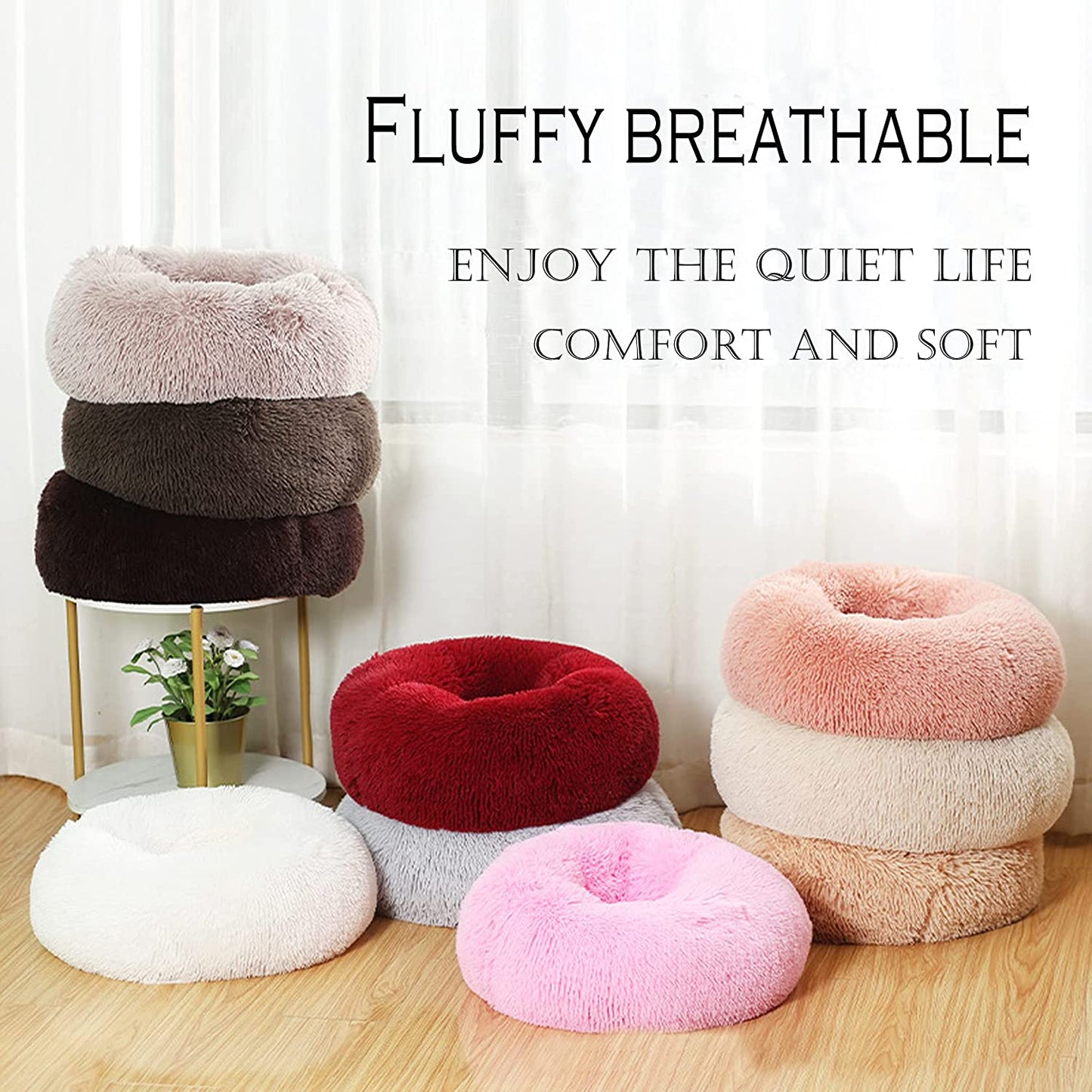 The "Doughnut of Dreams" for Medium-Sized Pup-nappers: Calming Canine Cuddle Zone and Anti-Anxiety Napping Nest (28 Inches of Cozy in Dark Grey)!