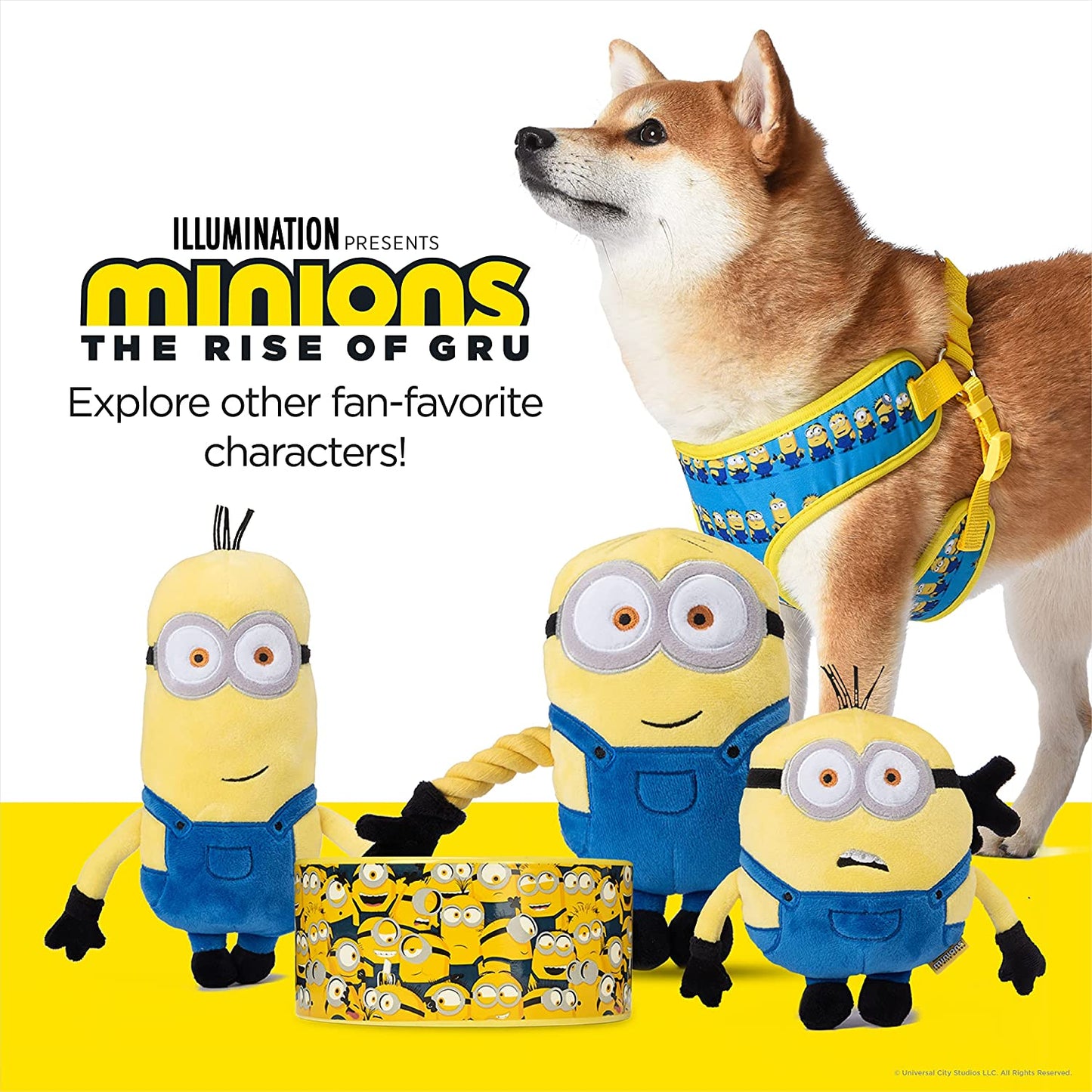 Bob, Kevin, and Otto Vinyl Squeaker Ball Dog Toys, 3 Pack | Yellow 3Pk Dog Toys| Gifts Fans and Their Pets | Officially Licensed Pet Product from Universal Studios