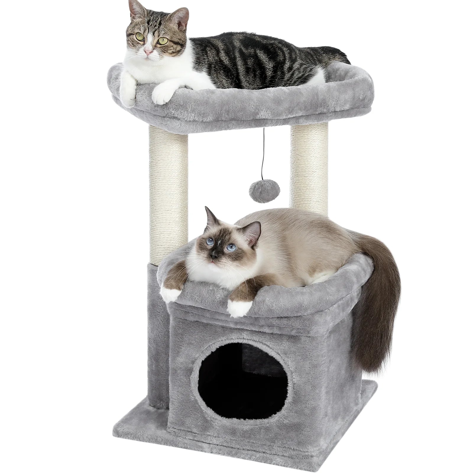 Cat-astrophic Condo: The 27-inch Feline High-Rise for Acrobatic Kittens and Average-Sized Furballs, Now in Purr-fectly Gray!