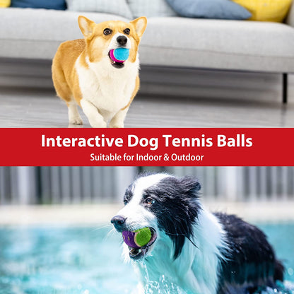 Tennis Balls for Dogs, Squeaky Dog Tennis Balls for Exercise, High Bouncy Pet Ball Bright Colors 2.5 Inches, Interactive Funny Dog Toys for All Breeds of Dogs Indoor & Outdoor Dog Games, 3 Pack