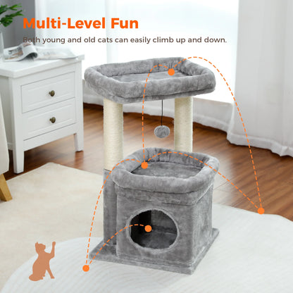 Cat-astrophic Condo: The 27-inch Feline High-Rise for Acrobatic Kittens and Average-Sized Furballs, Now in Purr-fectly Gray!