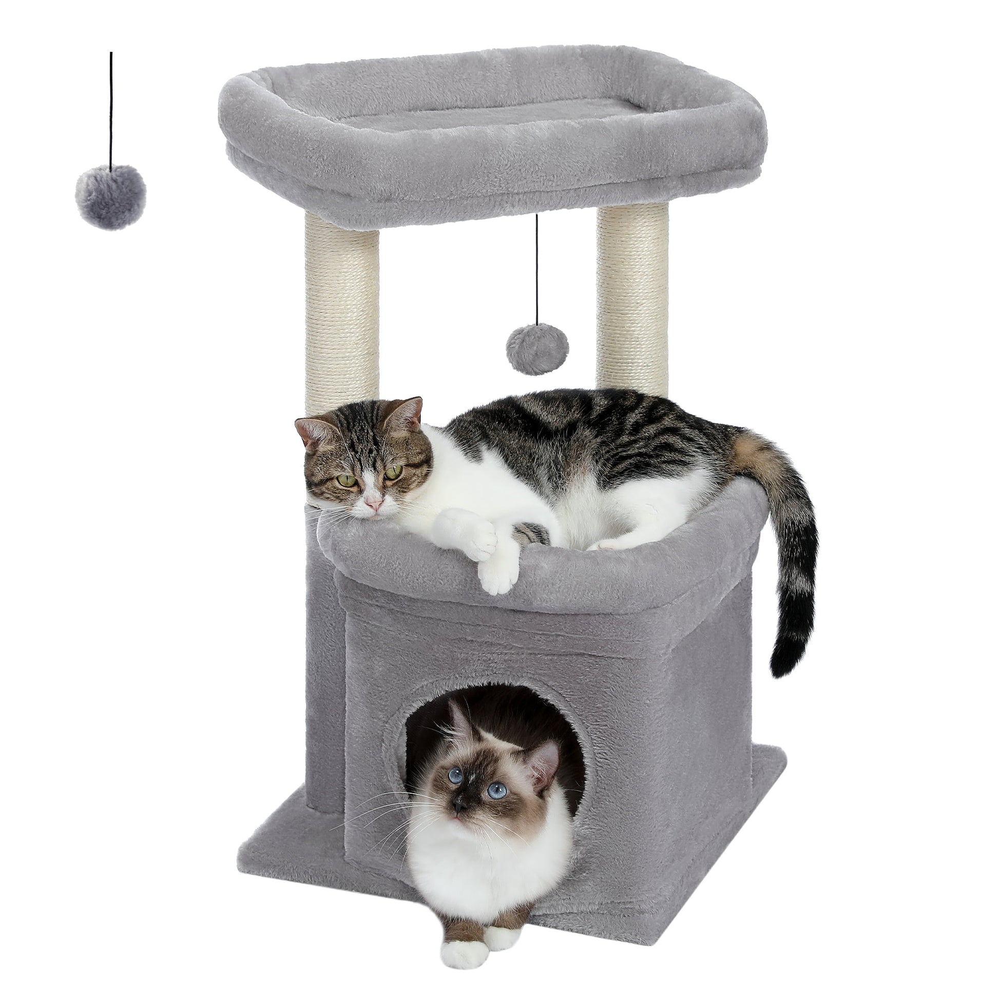 Cat-astrophic Condo: The 27-inch Feline High-Rise for Acrobatic Kittens and Average-Sized Furballs, Now in Purr-fectly Gray!