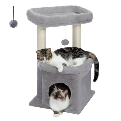 Cat-astrophic Condo: The 27-inch Feline High-Rise for Acrobatic Kittens and Average-Sized Furballs, Now in Purr-fectly Gray!